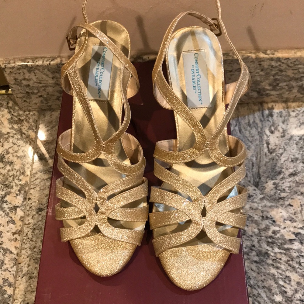 Dyeable champagne shimmer sandals